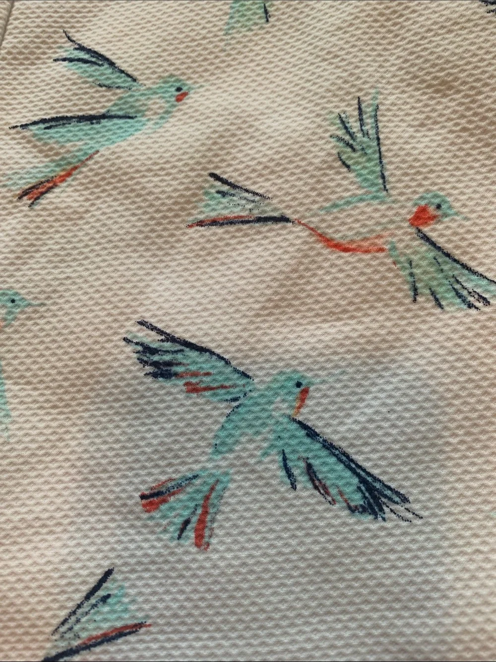 Janie and Jack White Sleeveless Dress with Mint and Coral Bird Print Size 3-6 mo